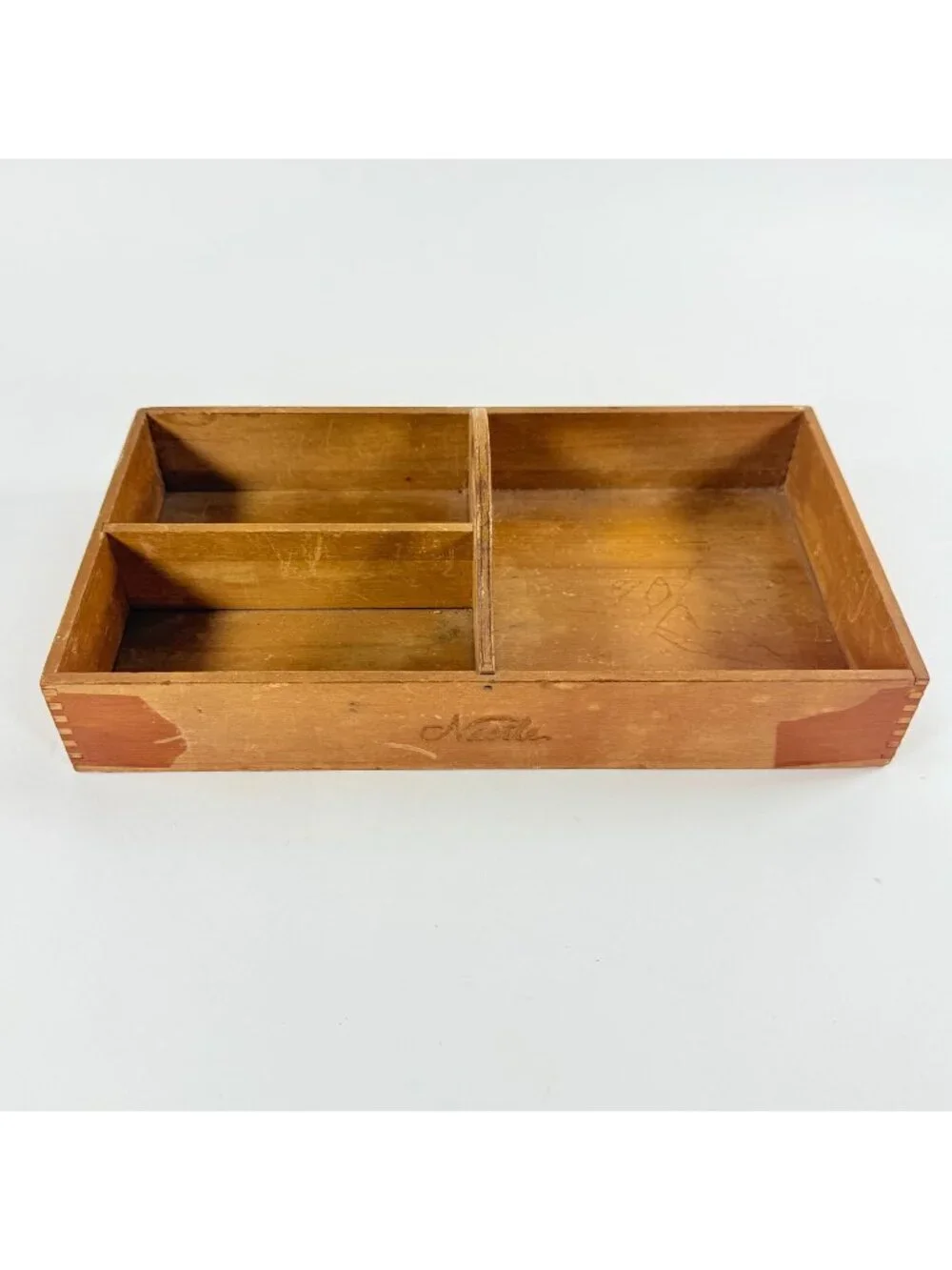Wooden Nestle Tool Tote with Handle Divided Caddy Handle Handmade